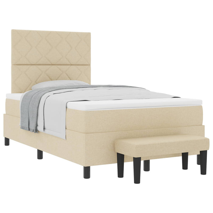 Pat cu arcuri cu saltea cu headboard Crem 120 x 190 cm țesătură - WALTI WALTI