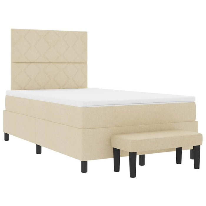 Pat cu arcuri cu saltea cu headboard Crem 120 x 190 cm țesătură - WALTI WALTI