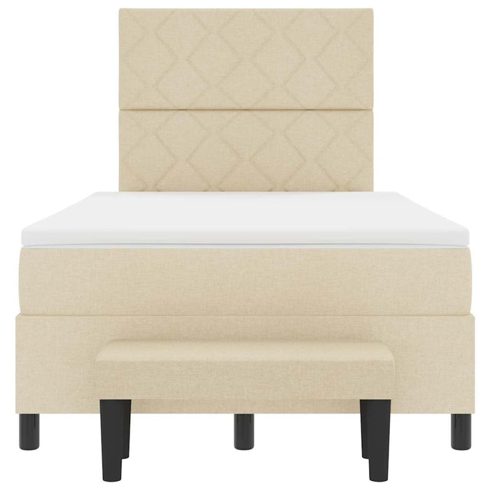 Pat cu arcuri cu saltea cu headboard Crem 120 x 190 cm țesătură - WALTI WALTI
