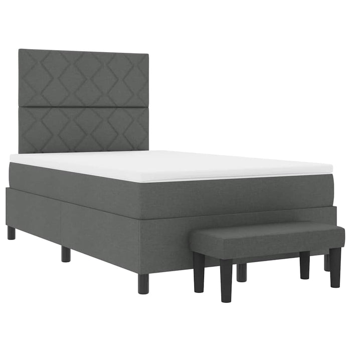 Pat cu arcuri cu headboard Gri închis 120 x 200 cm țesătură - WALTI WALTI