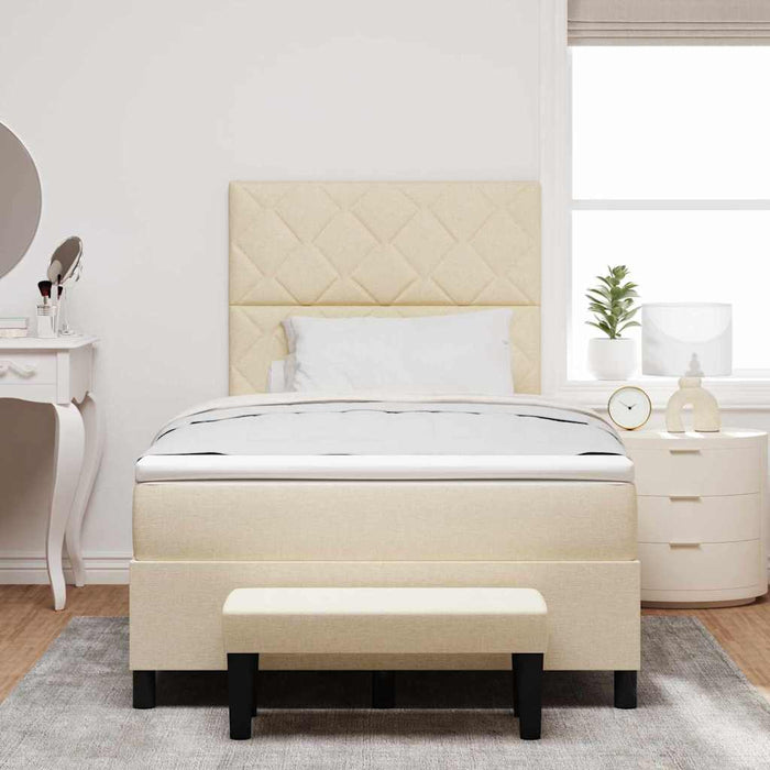 Pat cu arcuri cu saltea cu headboard Crem 120 x 200 cm țesătură - WALTI WALTI
