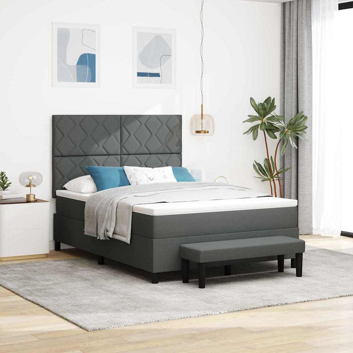 Pat cu arcuri cu headboard Gri închis 140 x 190 cm țesătură WALTI