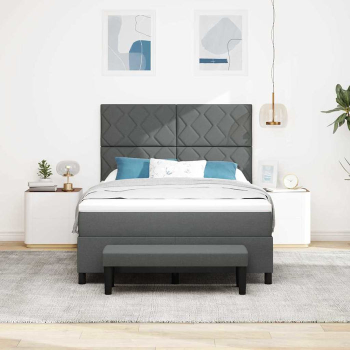 Pat cu arcuri cu headboard Gri închis 140 x 190 cm țesătură WALTI