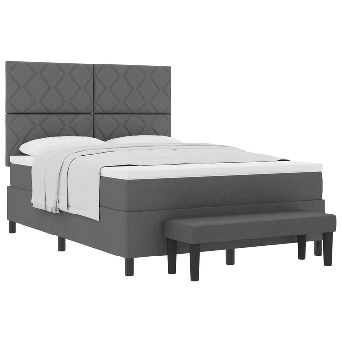 Pat cu arcuri cu headboard Gri închis 140 x 190 cm țesătură WALTI