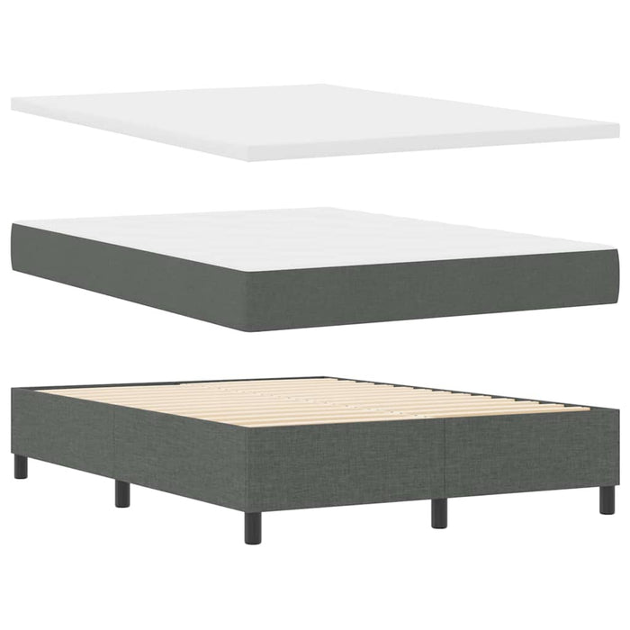 Pat cu arcuri cu headboard Gri închis 140 x 190 cm țesătură WALTI