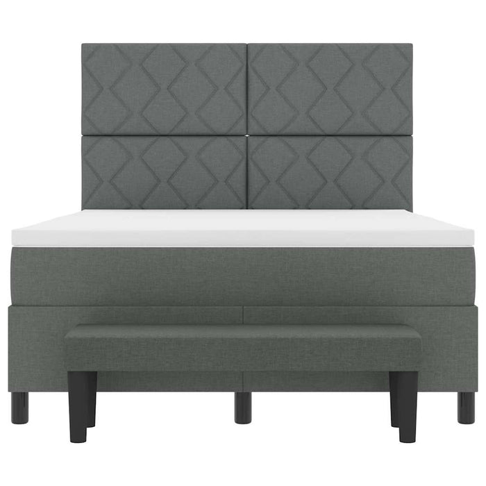 Pat cu arcuri cu headboard Gri închis 140 x 190 cm țesătură WALTI