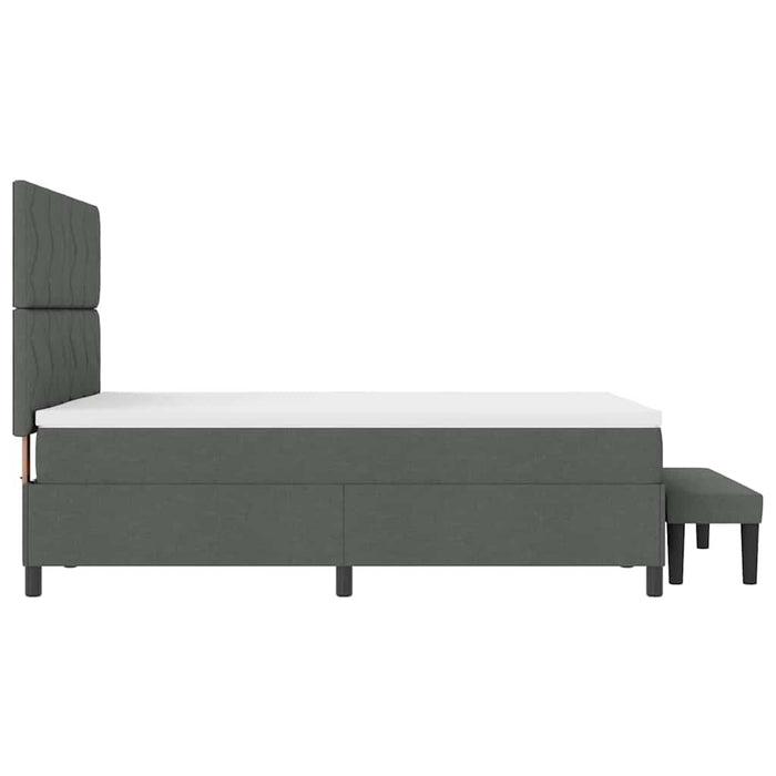 Pat cu arcuri cu headboard Gri închis 140 x 190 cm țesătură WALTI