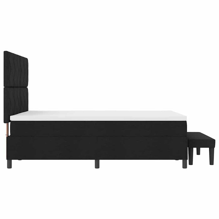 Pat cu arcuri cu headboard Negru 140 x 190 cm țesătură WALTI