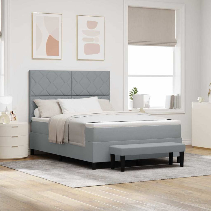 Pat cu arcuri cu headboard Gri deschis 140 x 200 cm țesătură WALTI