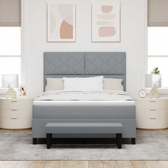 Pat cu arcuri cu headboard Gri deschis 140 x 200 cm țesătură WALTI