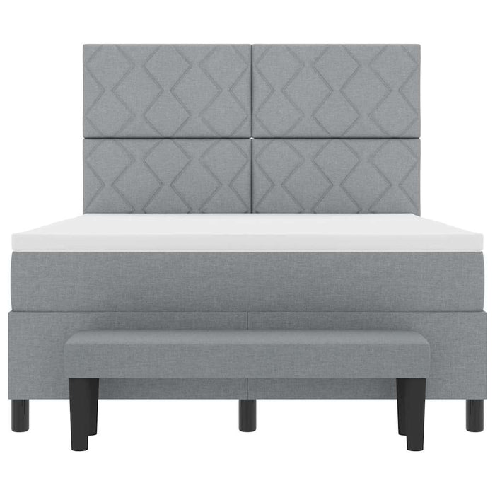 Pat cu arcuri cu headboard Gri deschis 140 x 200 cm țesătură WALTI