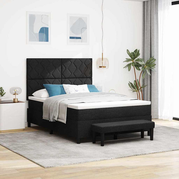 Pat cu arcuri cu headboard Negru 140 x 200 cm țesătură WALTI