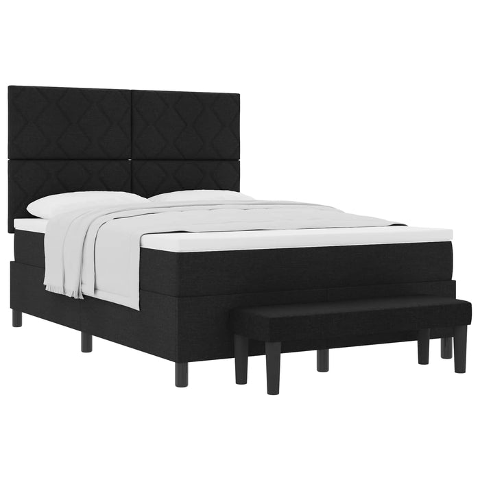 Pat cu arcuri cu headboard Negru 140 x 200 cm țesătură WALTI