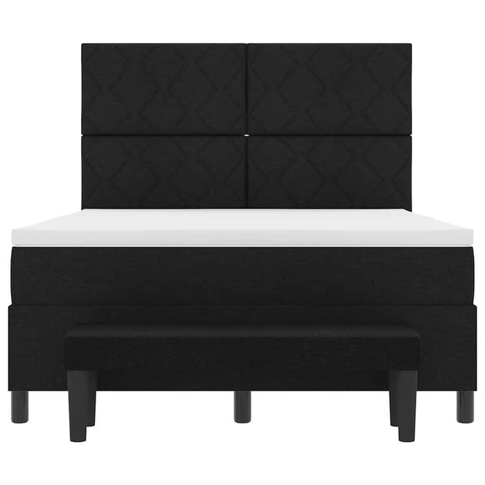 Pat cu arcuri cu headboard Negru 140 x 200 cm țesătură WALTI