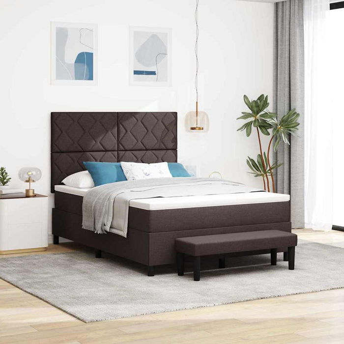 Pat cu arcuri cu headboard Maro închis 140 x 200 cm țesătură WALTI