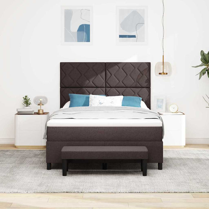 Pat cu arcuri cu headboard Maro închis 140 x 200 cm țesătură WALTI