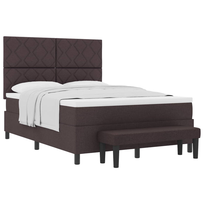 Pat cu arcuri cu headboard Maro închis 140 x 200 cm țesătură WALTI