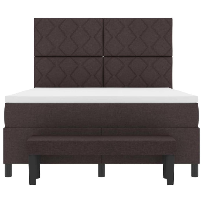 Pat cu arcuri cu headboard Maro închis 140 x 200 cm țesătură WALTI