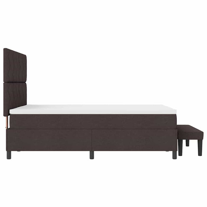 Pat cu arcuri cu headboard Maro închis 140 x 200 cm țesătură WALTI