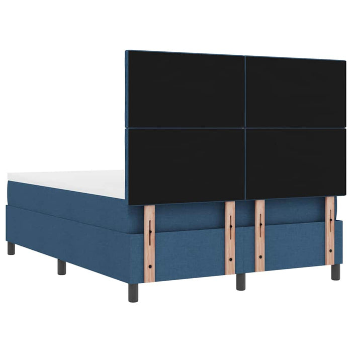 Pat cu arcuri cu headboard albastru 140 x 200 cm țesătură WALTI