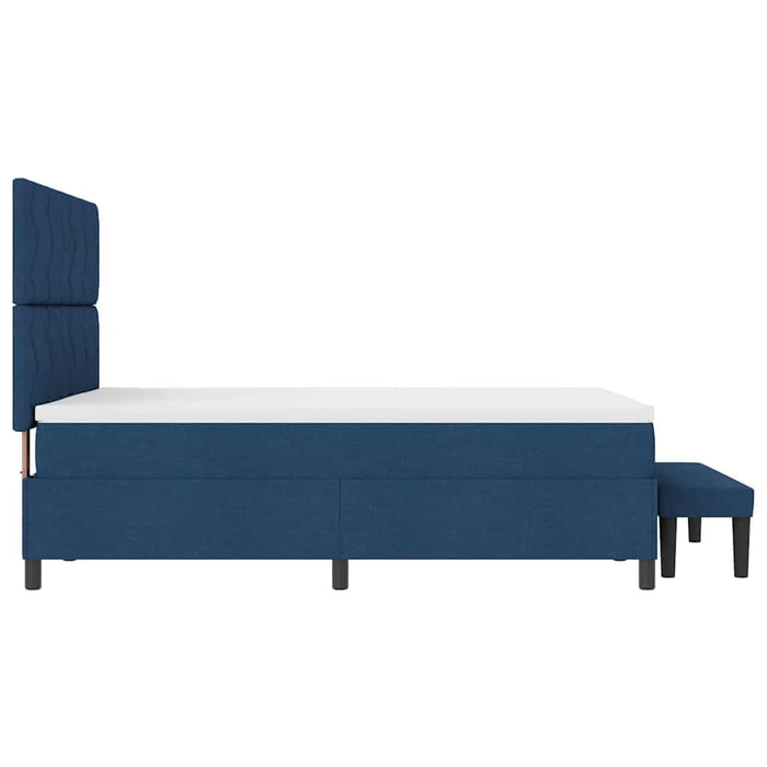 Pat cu arcuri cu headboard albastru 140 x 200 cm țesătură WALTI