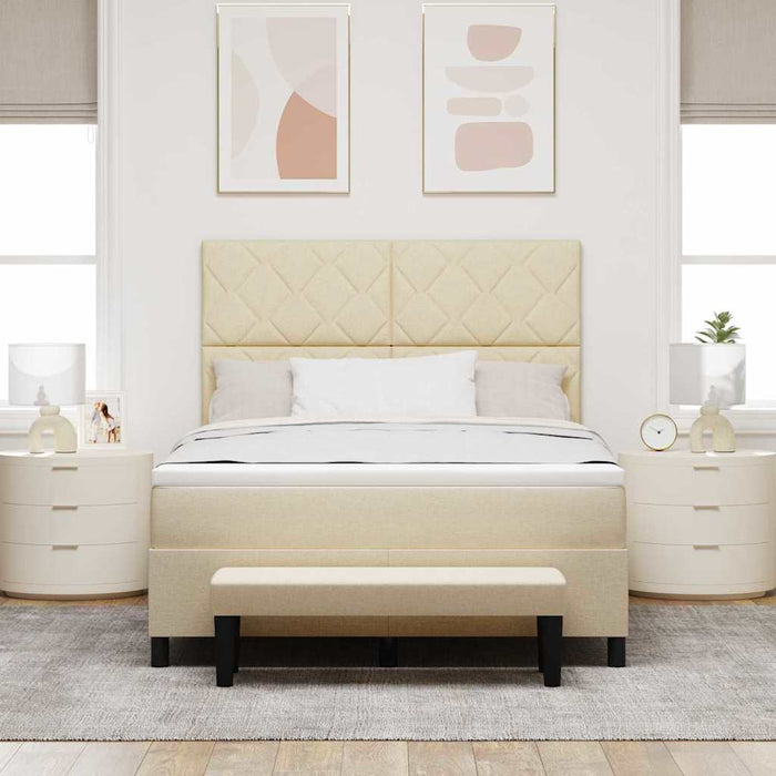 Pat cu arcuri cu headboard Crem 160 x 200 cm țesătură WALTI