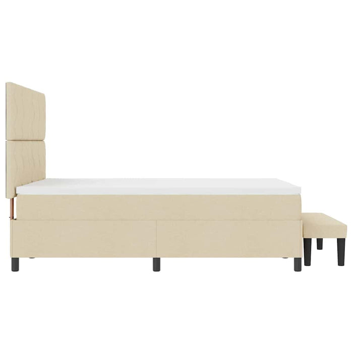 Pat cu arcuri cu headboard Crem 160 x 200 cm țesătură WALTI