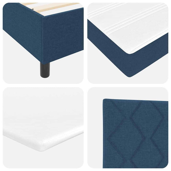 Pat cu arcuri cu headboard albastru 160 x 200 cm țesătură WALTI