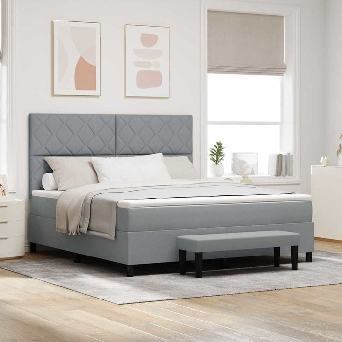 Pat cu arcuri cu headboard Gri deschis 180 x 200 cm țesătură - WALTI WALTI