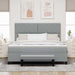 Pat cu arcuri cu headboard Gri deschis 180 x 200 cm țesătură - WALTI WALTI