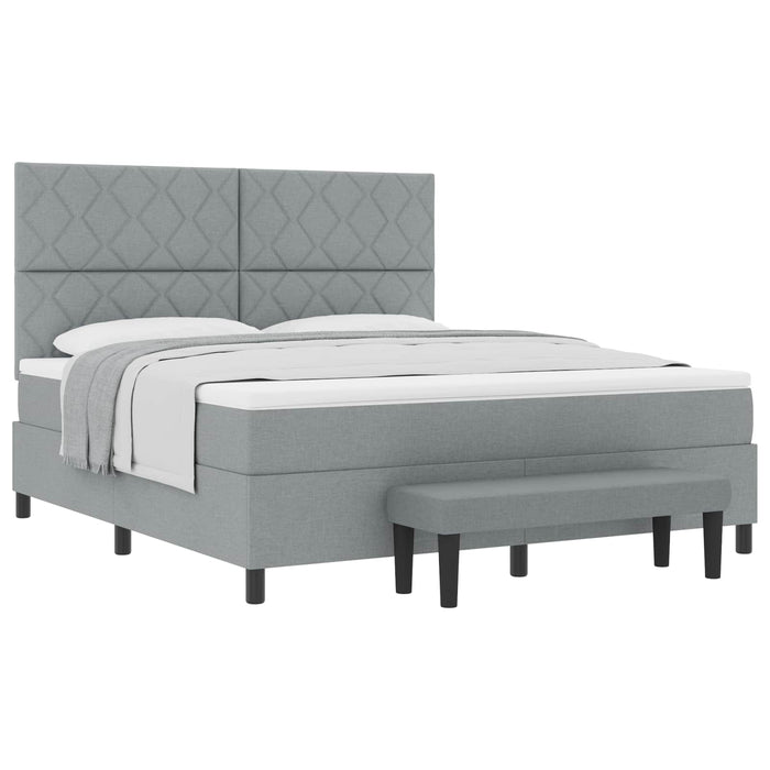Pat cu arcuri cu headboard Gri deschis 180 x 200 cm țesătură - WALTI WALTI