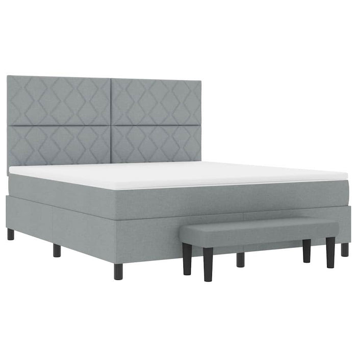 Pat cu arcuri cu headboard Gri deschis 180 x 200 cm țesătură - WALTI WALTI
