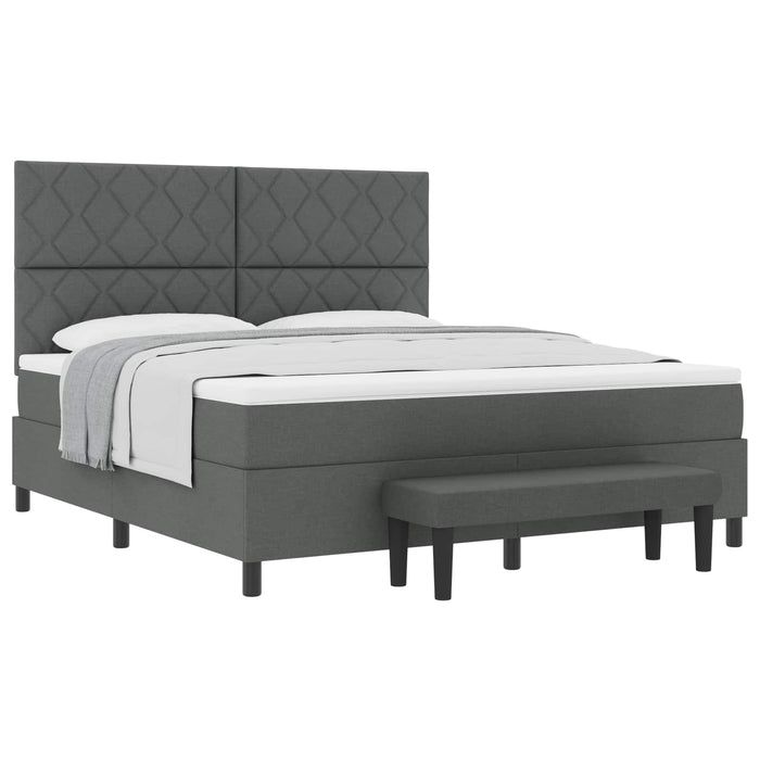Pat cu arcuri cu headboard Gri închis 180 x 200 cm țesătură - WALTI WALTI