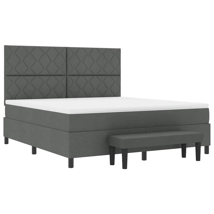 Pat cu arcuri cu headboard Gri închis 180 x 200 cm țesătură - WALTI WALTI