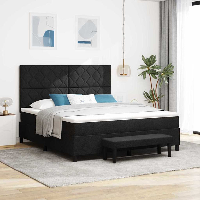 Pat cu arcuri cu headboard Negru 180 x 200 cm țesătură WALTI