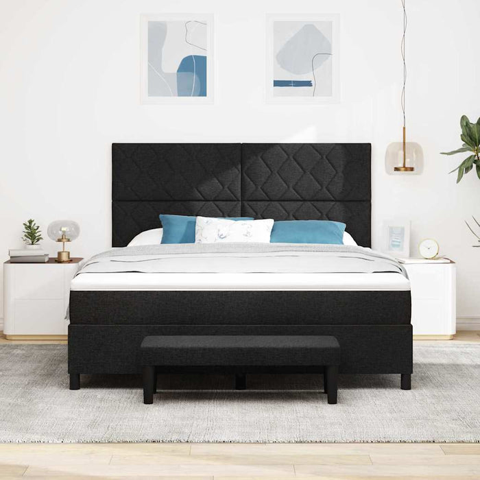Pat cu arcuri cu headboard Negru 180 x 200 cm țesătură WALTI