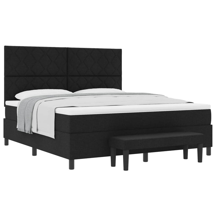 Pat cu arcuri cu headboard Negru 180 x 200 cm țesătură WALTI