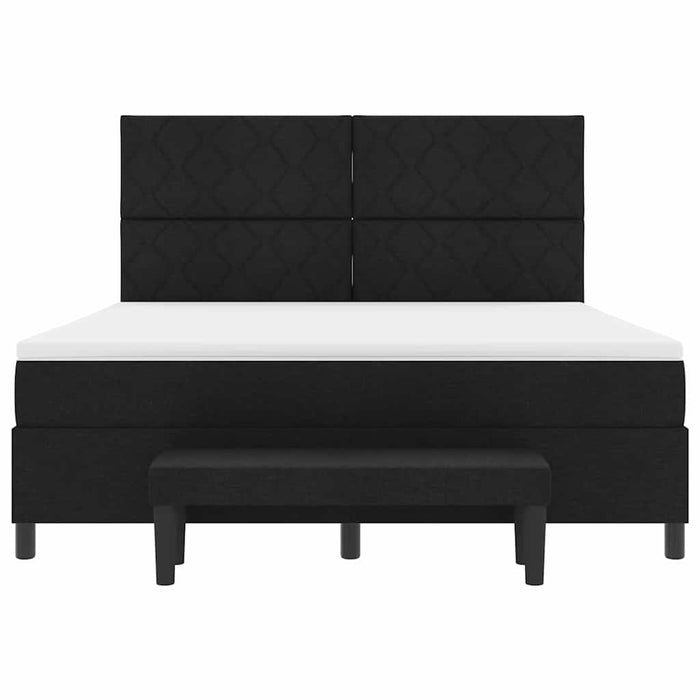 Pat cu arcuri cu headboard Negru 180 x 200 cm țesătură WALTI