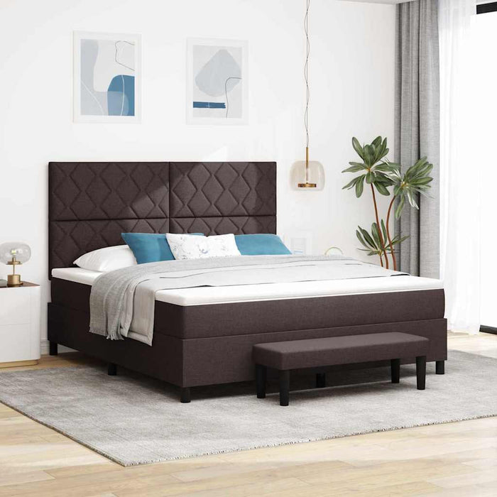 Pat cu arcuri cu headboard Maro închis 180 x 200 cm țesătură - WALTI WALTI