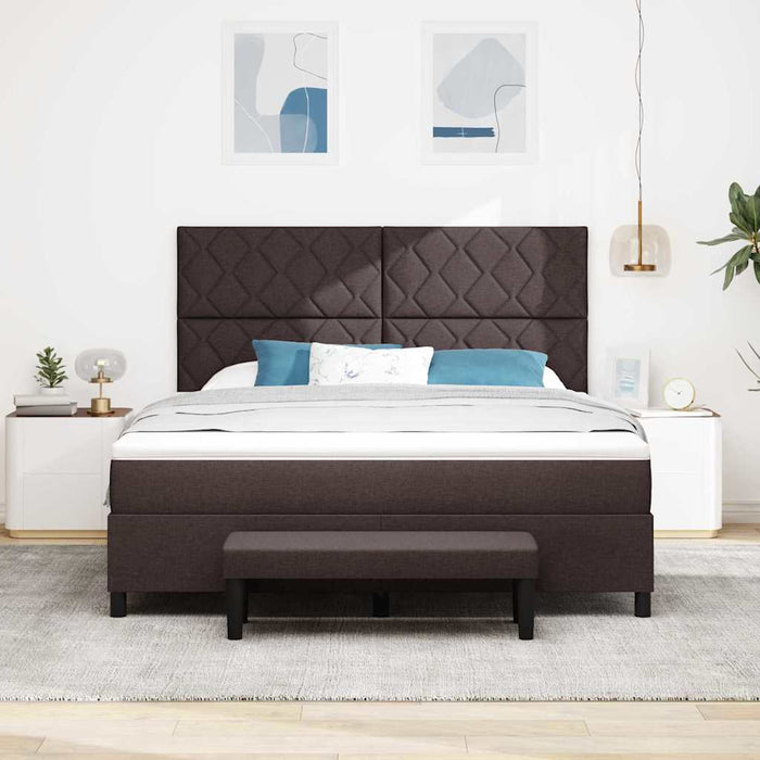 Pat cu arcuri cu headboard Maro închis 180 x 200 cm țesătură - WALTI WALTI