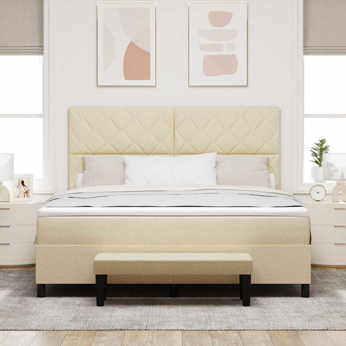 Pat cu arcuri cu headboard Crem 180 x 200 cm țesătură WALTI
