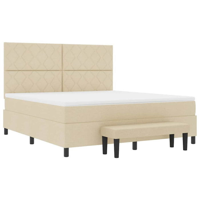 Pat cu arcuri cu headboard Crem 180 x 200 cm țesătură WALTI