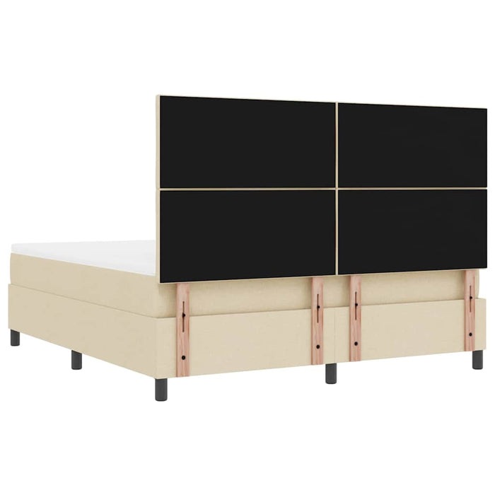 Pat cu arcuri cu headboard Crem 180 x 200 cm țesătură WALTI