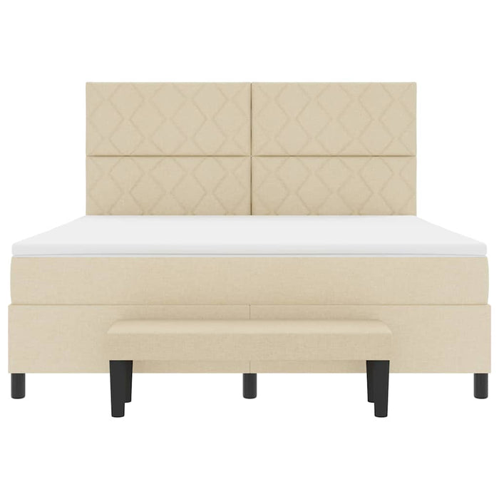 Pat cu arcuri cu headboard Crem 180 x 200 cm țesătură WALTI