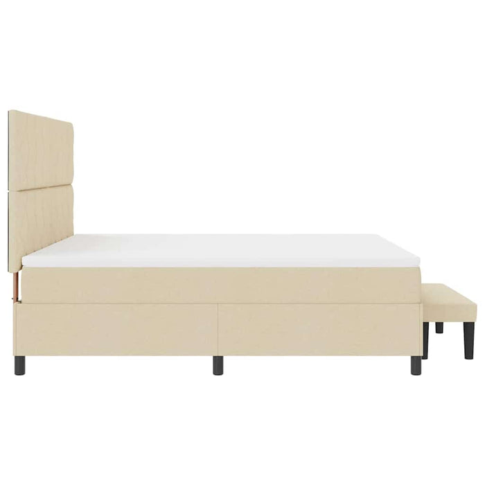 Pat cu arcuri cu headboard Crem 180 x 200 cm țesătură WALTI
