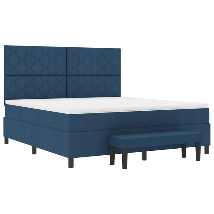 Pat cu arcuri cu headboard albastru 180 x 200 cm țesătură - WALTI WALTI