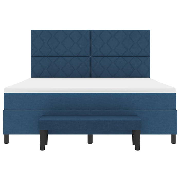 Pat cu arcuri cu headboard albastru 180 x 200 cm țesătură - WALTI WALTI