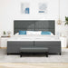 Pat cu arcuri cu headboard Gri închis 200 x 200 cm țesătură - WALTI WALTI