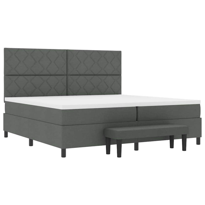 Pat cu arcuri cu headboard Gri închis 200 x 200 cm țesătură - WALTI WALTI