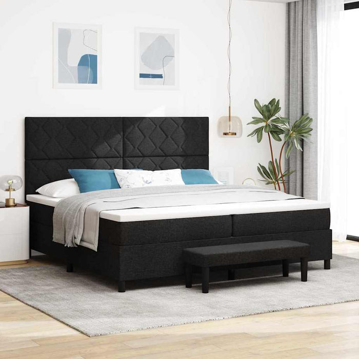 Pat cu arcuri cu saltea Negru 200 x 200 cm țesătură - WALTI WALTI